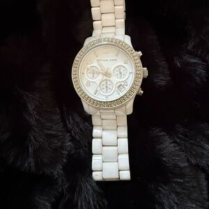Michael Kors Gold and White Women's Watch